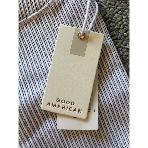 Good American Women's Seamless Ribbed Striped Leggings White Size M / 2/3 - Picture 4 of 5